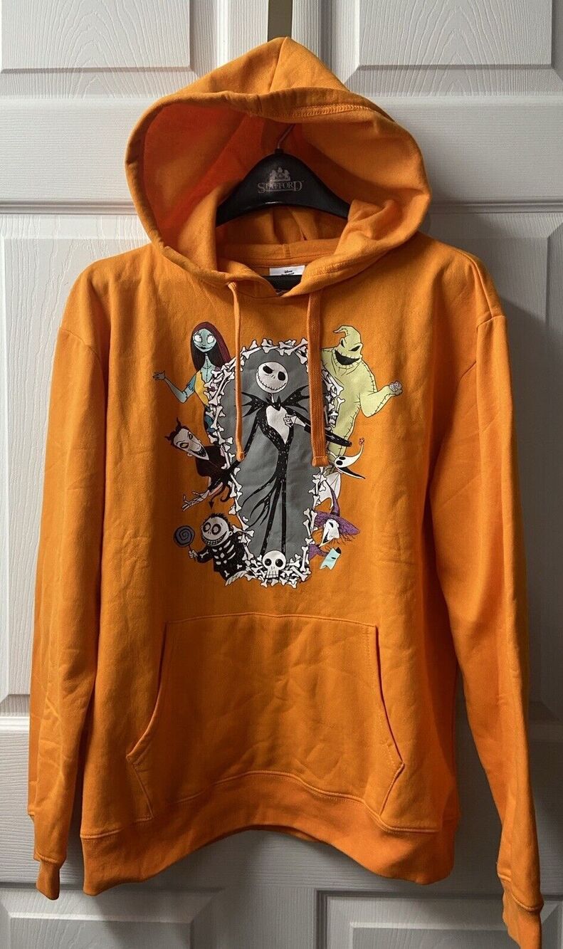 Disney Nightmare B4 Christmas Hoodie Womens XL Orange Graphic Halloween Pullover